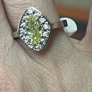 Bomb Party Elegant Silver and Peridot c.z Gemstone Ring